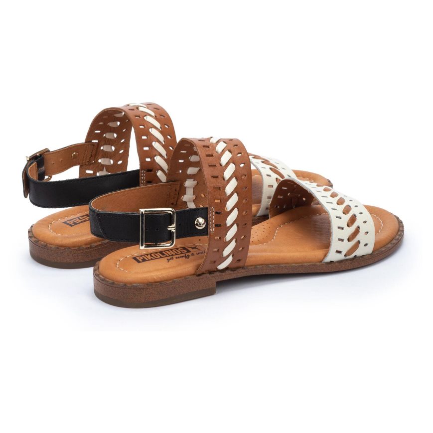 Women's Pikolinos ALGAR Flat Sandals Brown / White | NZ I29301A